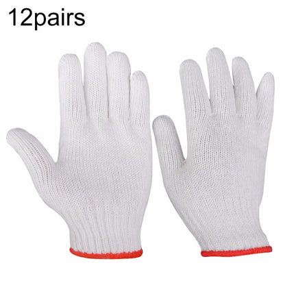 12pairs Labor Protection Wear-Resistant Cotton Gloves Thickened Construction Site Work Gloves, 400G, 500G, 600G, 750G