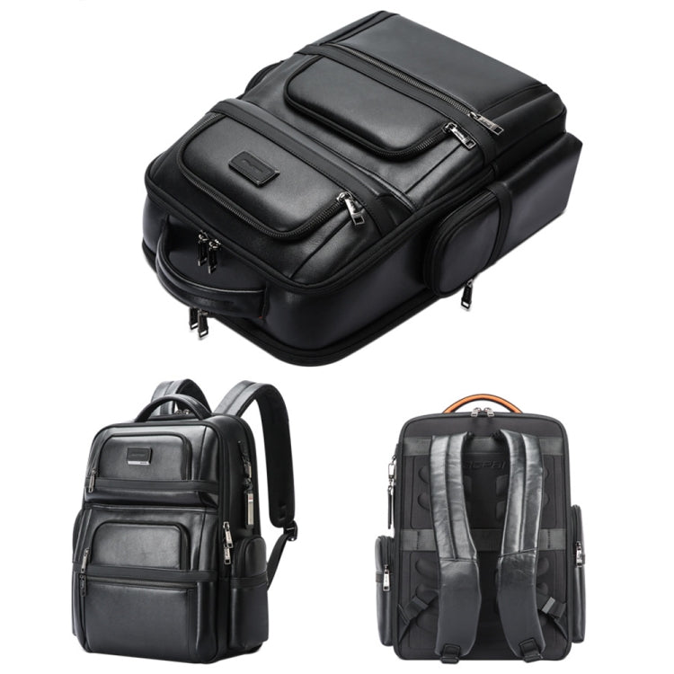 Bopai 61-17311 Large-capacity First-layer Cowhide Laptop Backpack With USB+Type-C Port, 61-17311