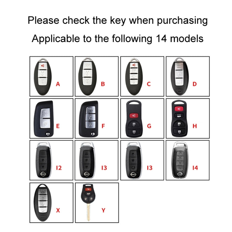 For Nissan Car Key Cover Keychain Anti-lost Number Plate, A, B, C, D, E, F, G, H, I2, I3, I3 One-button Start, I4, X, Y