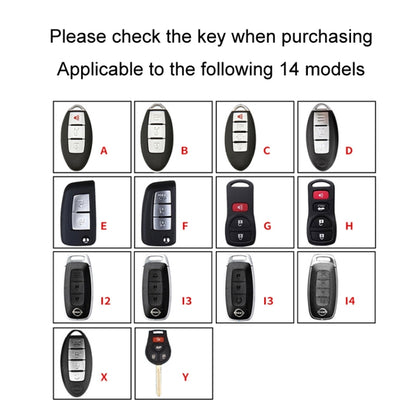 For Nissan Car Key Cover Keychain Anti-lost Number Plate, A, B, C, D, E, F, G, H, I2, I3, I3 One-button Start, I4, X, Y