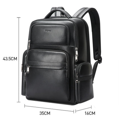 Bopai 61-98611 Large-capacity Waterproof First-layer Cowhide Laptop Backpack With USB+Type-C Port, 61-98611
