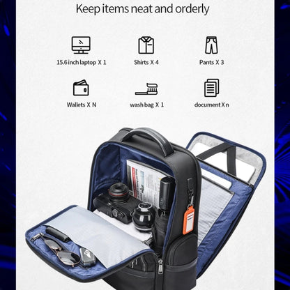 Bopai 61-121601 Large Capacity Waterproof Business Laptop Backpack With USB+Type-C Port