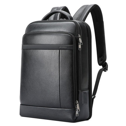Bopai 61-120761 Large-capacity First-layer Cowhide Business Laptop Backpack With USB+Type-C Port, 61-120761