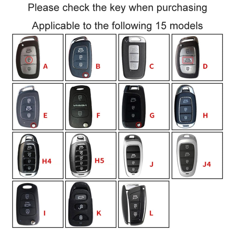 For Hyundai Car Key Cover Multifunctional Keychains Anti-lost Number Plates, A, B, C, D, E, F, G, H, H4, H5, I, J, J4, K, L