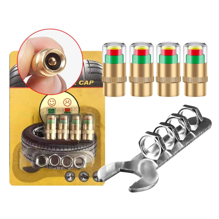 2.4BAR Vehicle Tire Pressure Monitoring Warning Cap, Brass Core, Anti-theft with Wrench
