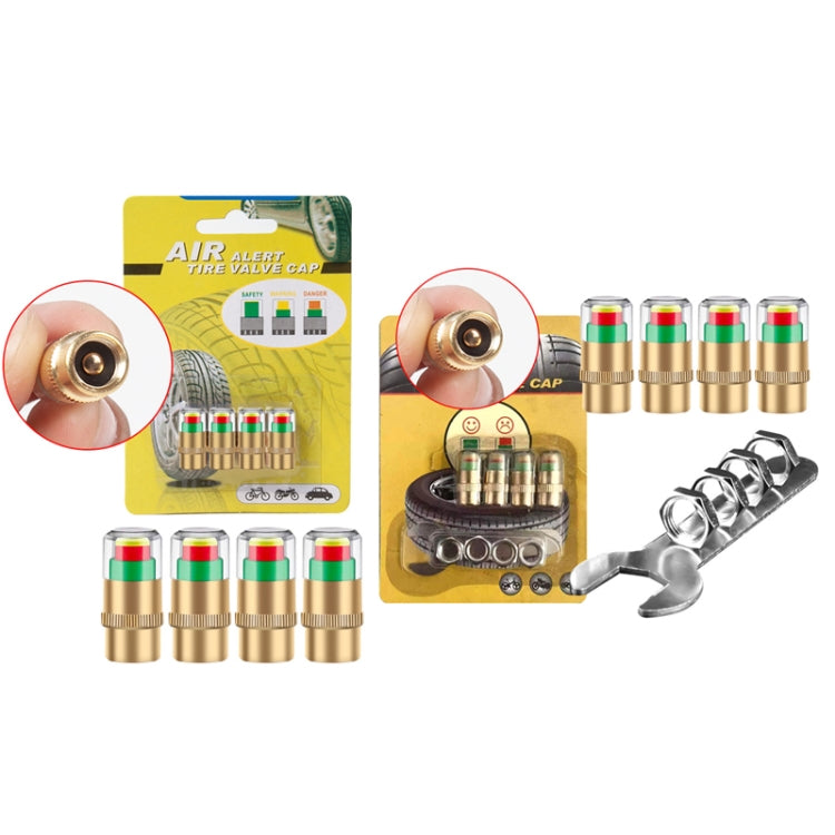 2.4BAR Vehicle Tire Pressure Monitoring Warning Cap, Brass Core, Anti-theft with Wrench