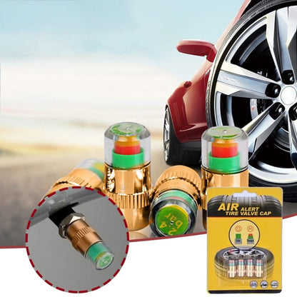 2.4BAR Vehicle Tire Pressure Monitoring Warning Cap, Brass Core, Anti-theft with Wrench