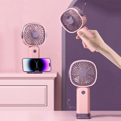 Handheld Portable Mini Multifunctional Fan With Phone Holder Function, Pink Purple with Battery, Yellow Green with Battery, Pink Purple no Battery, Yellow Green no Battery