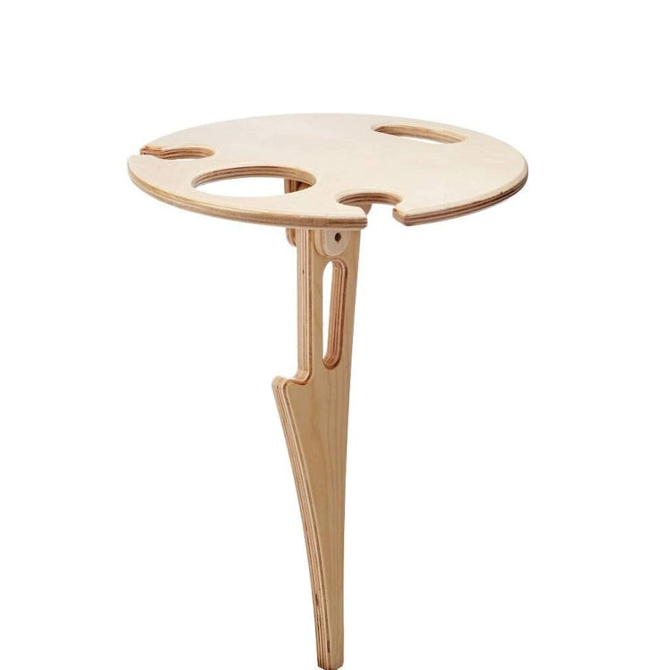 Wooden Lawn Folding Wine Table Outdoor Picnic Inserted Wine Rack Diameter 24cm, 24cm