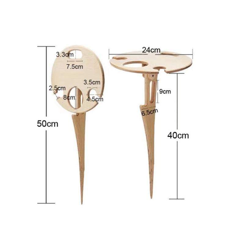 Wooden Lawn Folding Wine Table Outdoor Picnic Inserted Wine Rack Diameter 24cm, 24cm