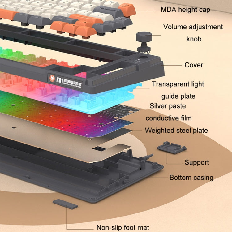 XUNSVFOX K81 Laptop Gaming Office Wired Illuminated Keyboard
