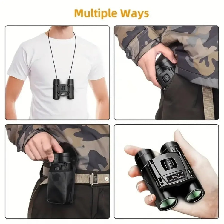 Outdoor Low-light Night Vision High-power HD Mini Binoculars, 8X21
