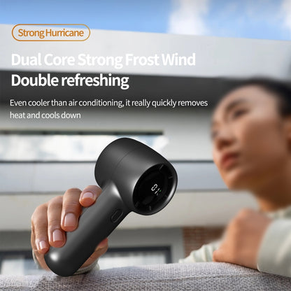 Outdoor Handheld Turbine Digital Display 100-Speed High-Speed Mini Fan, White, Black, Navy Blue