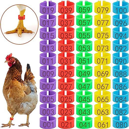 Chicken Leg Rings With Numbered  For Ducks Chicks Guinea Pigeons Goose, 100pcs /Pack 16mm, 100pcs /Pack 20mm