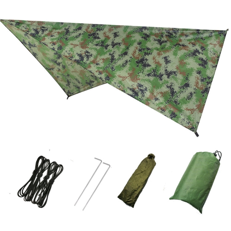 250 x 120cm Anti-mosquito Hammock and Tarp Set Waterproof Sunshade Camping Supplies, Dark Green +Camouflage, Camouflage + Camouflage