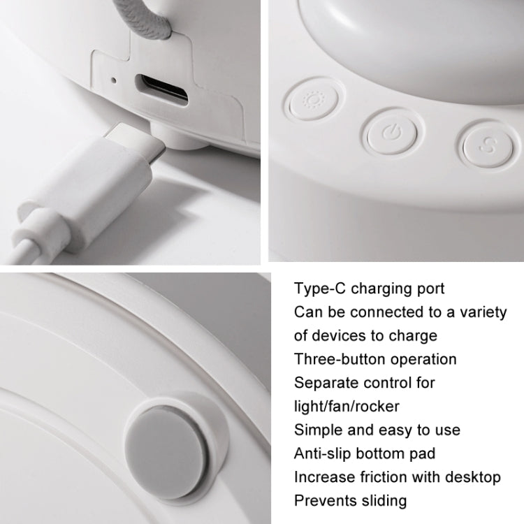 Air Circulation Fan Automatic Oscillating Head Desktop Fan With LED Light