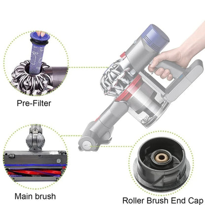 For Dyson V6 DC59 DC62 SV03 Vacuum Cleaner Brush Head Roller Bar, 185mm, 225mm, End Cap