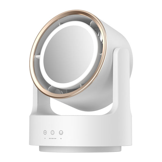 3 In 1 Multifunctional Desktop Fan with LED Light Cosmetic Mirror, USB Plug Non-Oscillating, Rechargeable Oscillating