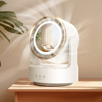 3 In 1 Multifunctional Desktop Fan with LED Light Cosmetic Mirror, USB Plug Non-Oscillating, Rechargeable Oscillating