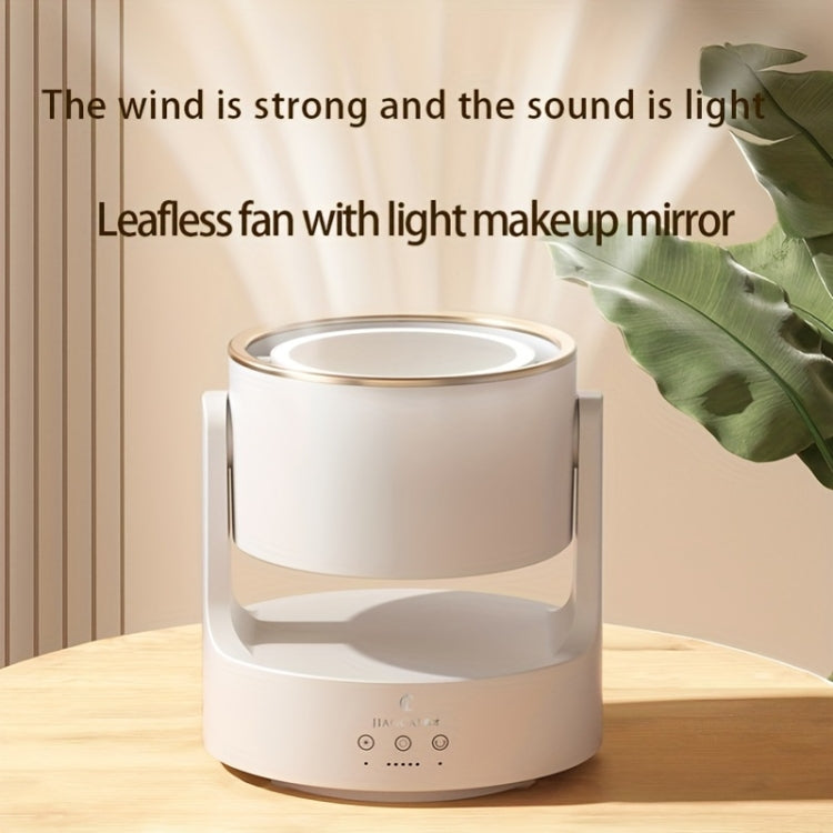 3 In 1 Multifunctional Desktop Fan with LED Light Cosmetic Mirror, USB Plug Non-Oscillating, Rechargeable Oscillating