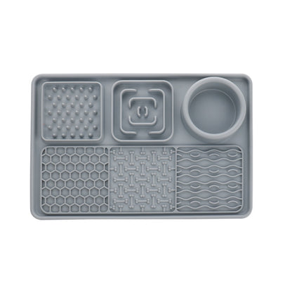 Rectangular Silicone Suction Cup Pet Dog Slow Food Pad, Gray, Black, Green