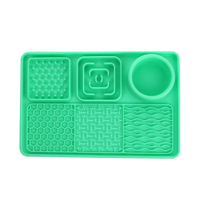 Rectangular Silicone Suction Cup Pet Dog Slow Food Pad, Gray, Black, Green