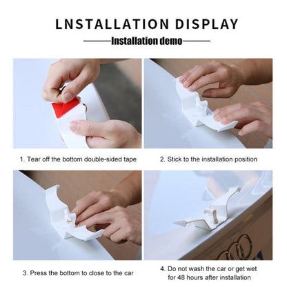 Car Mini Rear Wing Without Punching Decorative Stickers, Black Without Wind Blades, White Without Wind Leaves, Red Without Wind Leaves, Black With Wind Leaves, White With Wind Leaves, Red With Wind Leaves