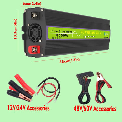 8000W Pure Sine Wave Inverter Car Single Digital Display Voltage Converter, Gurxun 12V-220V, Gurxun 24V-220V, Gurxun 48V-220V, Gurxun 60V-220V