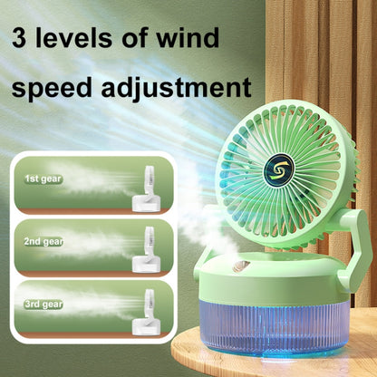 USB Charging Folding Desktop Spray Humidification Fan with Night Light
