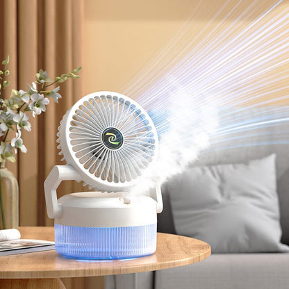 USB Charging Folding Desktop Spray Humidification Fan with Night Light