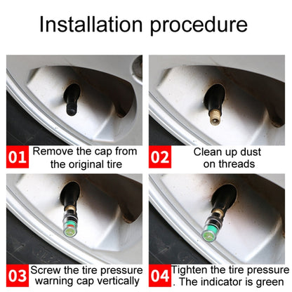 4pcs /Set Vehicle Tire Valve Caps High Precision Tire Pressure Monitoring Warning Cap, Plastic Core