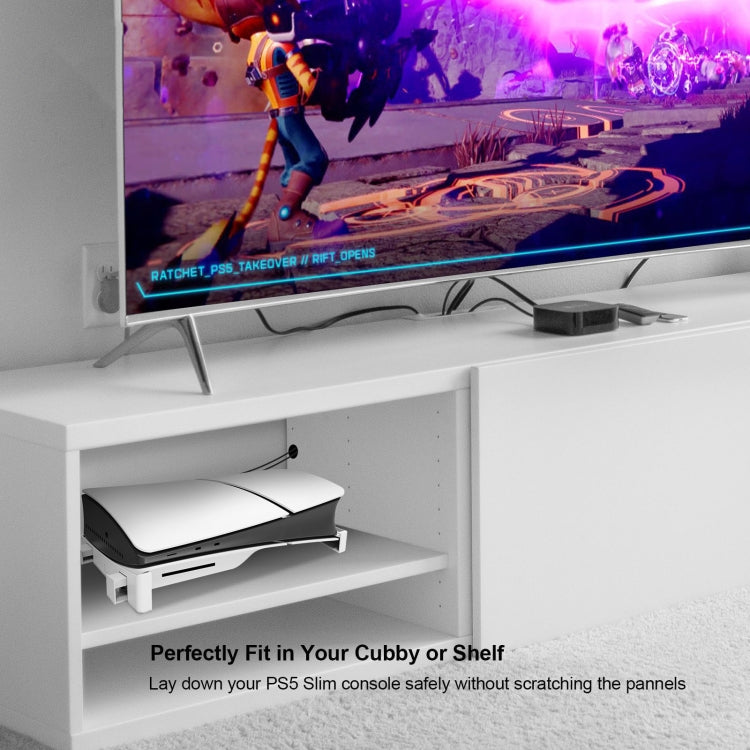 For PS5 Slim JYS-P5189 Console Horizontal Placement Stand Digital / Optical Drive Version Universal Storage Mount, Black, White, Transparent