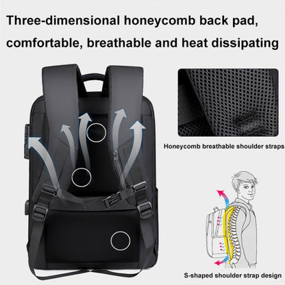 Password Lock Large Capacity Waterproof Laptop Backpack with USB Port, 17 inch