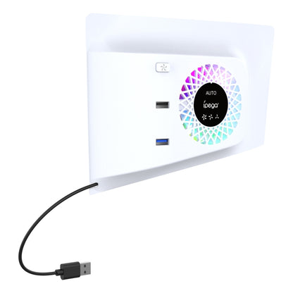For PS5 Slim ipega PG-P5S019 Temperature Control Cooling Fan Face Cover Cooler + USB HUB with RGB Lights, ipega PG-P5S019