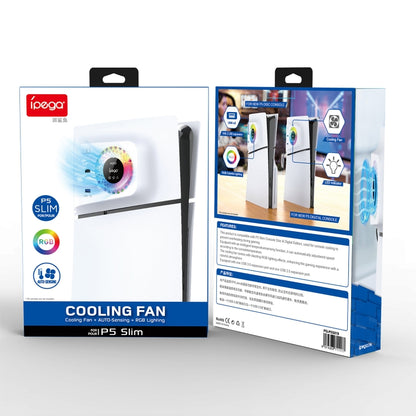 For PS5 Slim ipega PG-P5S019 Temperature Control Cooling Fan Face Cover Cooler + USB HUB with RGB Lights, ipega PG-P5S019