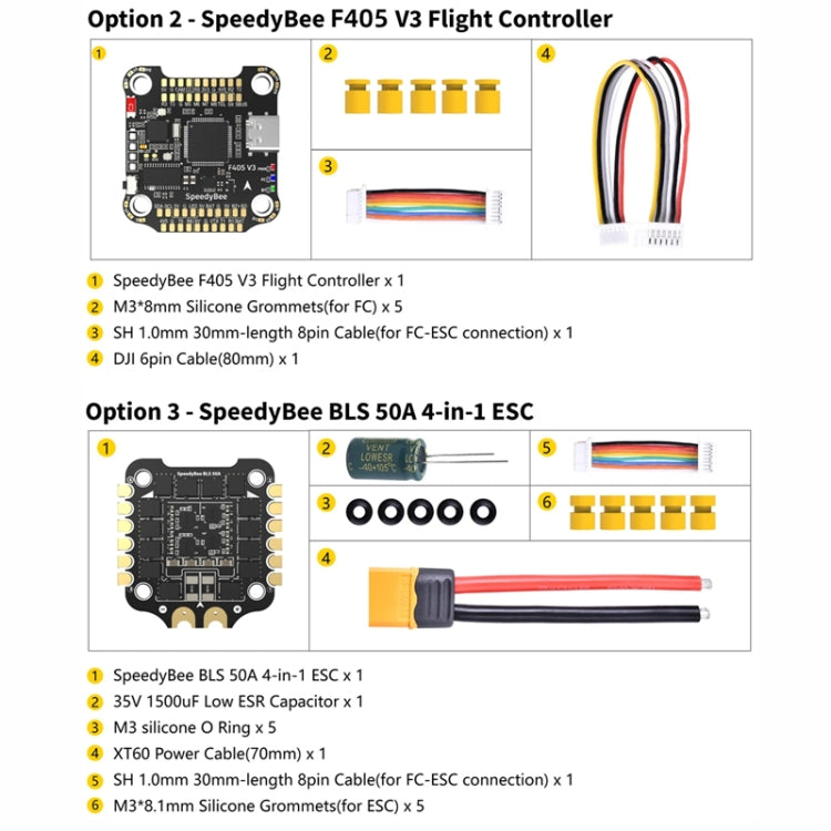 3-6S Lipo Barometer For RC Drone, SpeedyBee BLS 50A 4-in-1 ESC