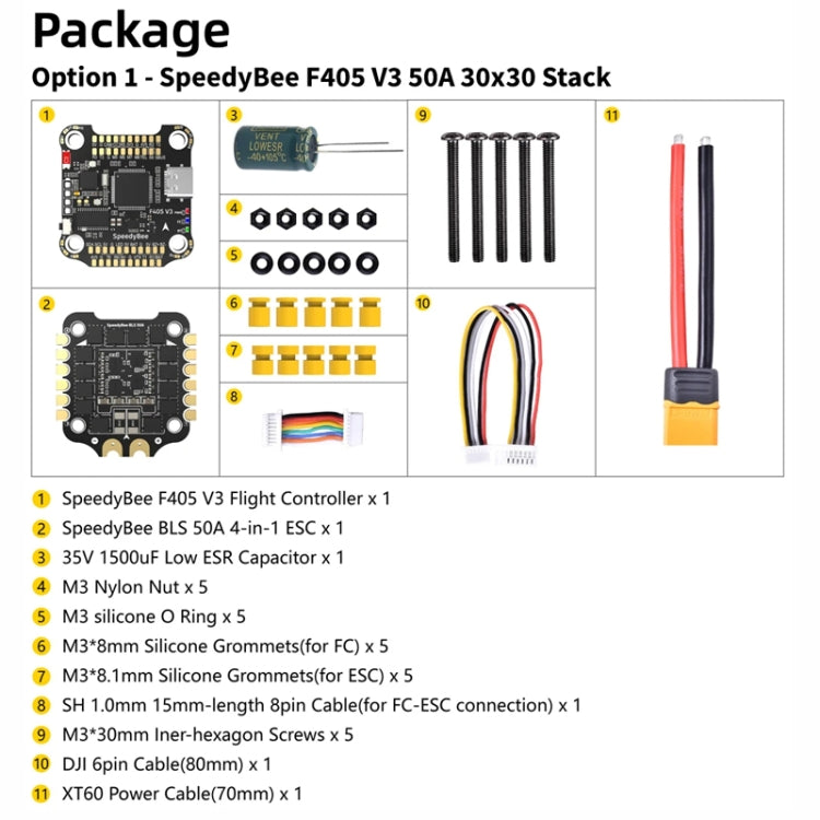 3-6S Lipo Barometer For RC Drone, SpeedyBee BLS 50A 4-in-1 ESC