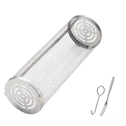 Upgrade Flip-Top Lid BBQ Cage Stainless Steel Rolling Grilling Basket, Small, Large, Small+Large