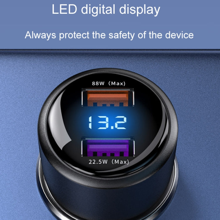 Vehicle Mini Fast Charging Charger Car One To Two Cigarette Lighter, 88W