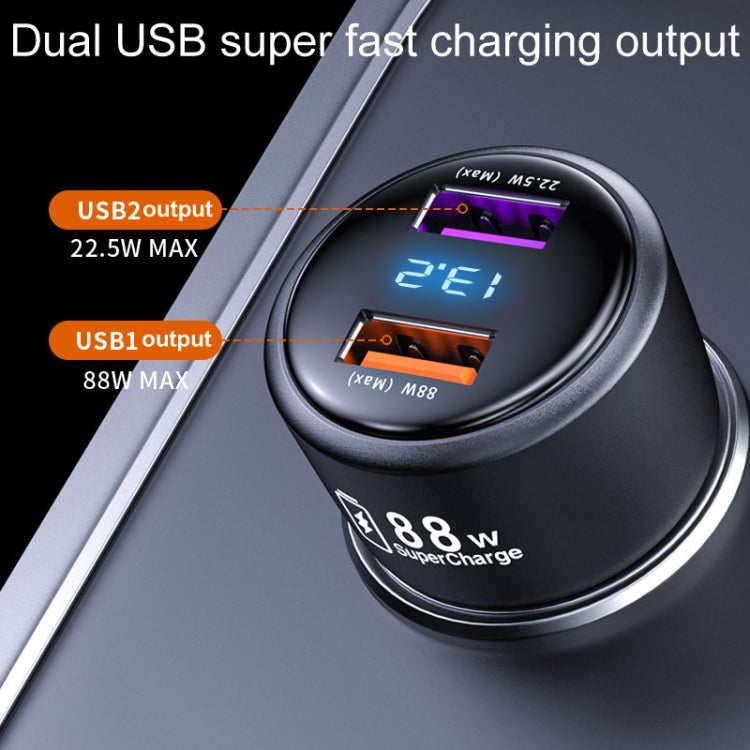 Vehicle Mini Fast Charging Charger Car One To Two Cigarette Lighter, 88W
