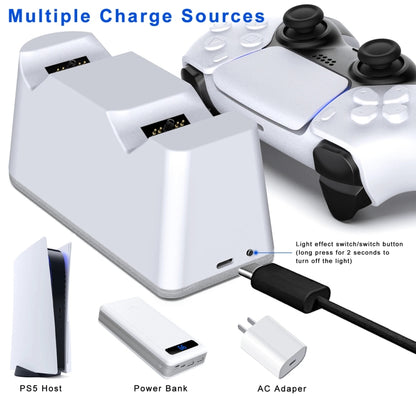 For PS5 Handle Charger Colorful Grip Double Fast Charging LED Lamp Seat Charger