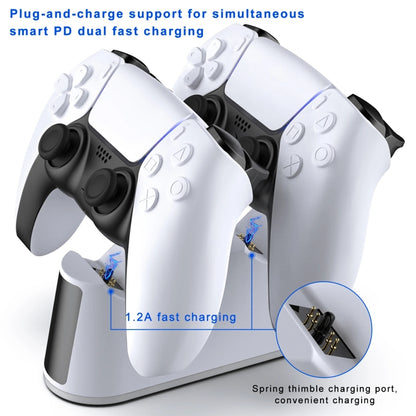 For PS5 Handle Charger Colorful Grip Double Fast Charging LED Lamp Seat Charger