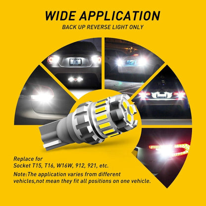 2pcs T10 3030+4014 18LED Constant Current Decoder Indicator Light Reversing Light, T10 (White)