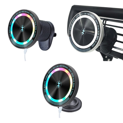 Magsafe 15W Magnetic Colorful Light Wireless Charging Mobile Phone Holder, A9 Air Outlet Dark Gray, A9 Adhesive Dark Gray