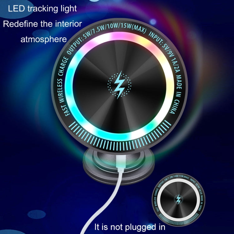 Magsafe 15W Magnetic Colorful Light Wireless Charging Mobile Phone Holder, A9 Air Outlet Dark Gray, A9 Adhesive Dark Gray