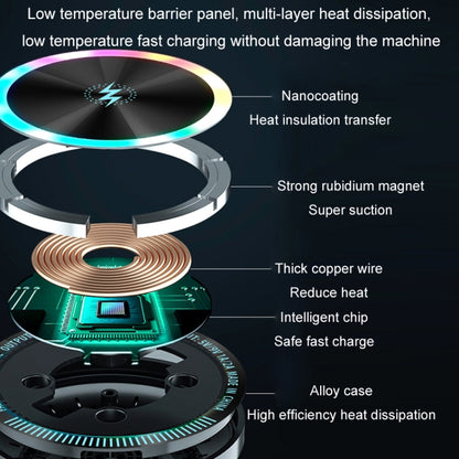 Magsafe 15W Magnetic Colorful Light Wireless Charging Mobile Phone Holder, A9 Air Outlet Dark Gray, A9 Adhesive Dark Gray