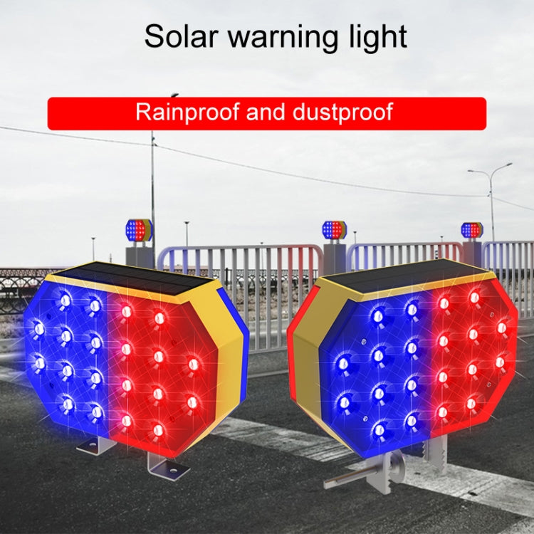 Solar Powered Double Sided LED Barricade Light Traffic Signal Red And Blue Strobe Road Warning Lights, C1A