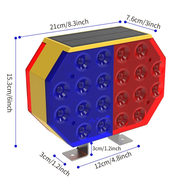 Solar Powered Double Sided LED Barricade Light Traffic Signal Red And Blue Strobe Road Warning Lights, C1A