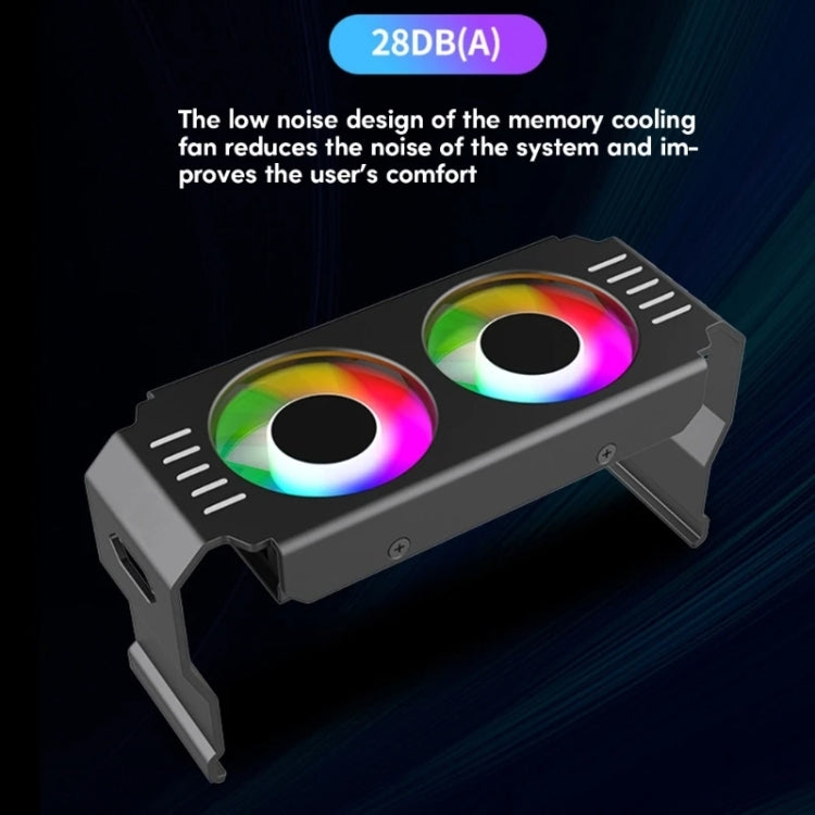 Desktop ARGB Memory Cooler PWM Temperature Control Dual Fan, For DDR / DDR2 / DDR3 / DDR4 / DDR5