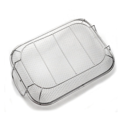 Stainless Steel Square BBQ Basket Heightened Handle Anti-scalding Grill Basket, 42.5x28x10.5